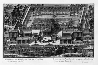 Elevazione del Pantheon, e degli altri edifizi che gli eran vicini. Latina door Giovanni Battista Piranesi